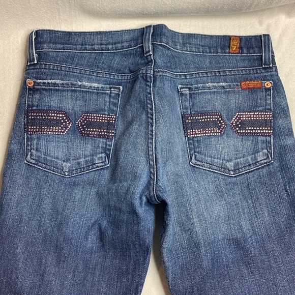 7 for all mankind bootcut blue jeans cut 721919 size 29 - Picture 3 of 11